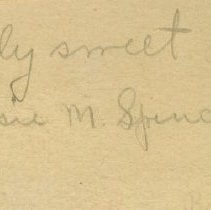 Bessie M. Spencer note to Arthur S. Bean on name card 1904