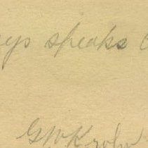 G.W. Krohn note on Arthur S. Bean name card ca. 1904