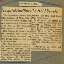 Hospital Auxiliary to Hold Benefit