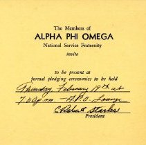 Alpha Phi Omega Pledging Ceremony Invitation