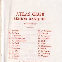 Axis Chapter of Atlas Club Senior Banquet Program