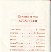 Axis Chapter of Atlas Club Senior Banquet Program