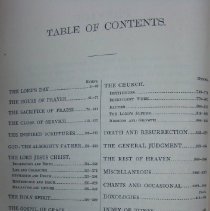 Table of Contents of Spiritual Songs book 1878