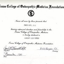 Century Club Membership Certificate