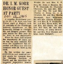 Dr. I.M. Korr Honor Guest at Party
