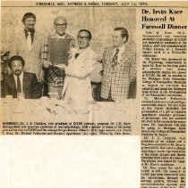 Dr. Irvin Korr Honored at Farewell Dinner