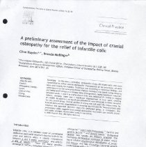 A Preliminary Assessment of the Impact of Cranial Osteopathy for the Relief