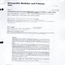 Osteopathy May Decrease Obstructive Apnea in Infants: A Pilot Study