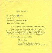 Collection of Correspondence between Viola M. Fryamnn and Ronald L. Lanier