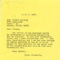 Letter from Viola M. Frymann to Eldene Whiting