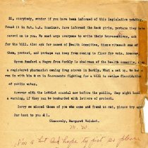 Correspondence from Margaret Wuichet on Vaccination Legislation