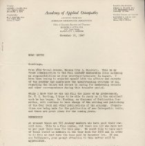 Correspondence from Little to The Academy of Applied Osteopathy