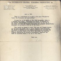 Correspondence from Rollin to Sutherland Cranial Teaching Foundation