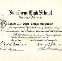 Alice Sutherland Hight School Diploma