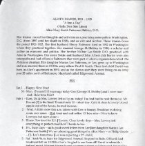 Excerpts from Alice Patterson Shibley Diary