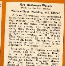 Wallace-Nash Wedding and Dinner