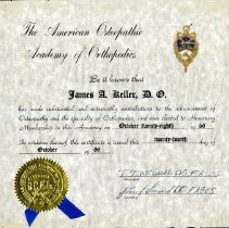 American Osteopathic Academy of Orthopedics Membership Certificate