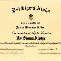 Psi Sigma Alpha Membership Certificate