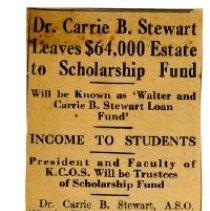 Dr. Carrie B. Stewart Leaves $64,000 Estate to Scholarship Fund