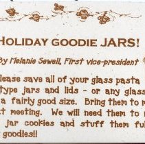 Holiday Goodie Jars Handbill
