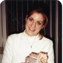 Melanie Sewell Holding a Layered Cookie Jar