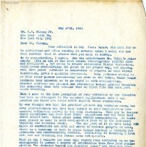 Letter to L.V. Strong Jr. from Charles Kauffman