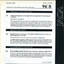 The Journal of the American Osteopathic Association, Vol, 94, No. 8