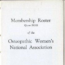 Roster of the Osteopathic Women's National Association