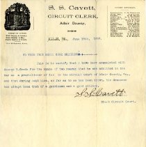 Letter from Adair County Circuit Clerk