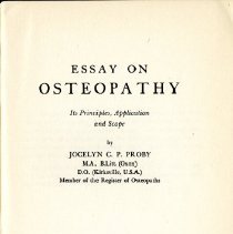 Essay on Osteopathy Its Principles, Application and Scope