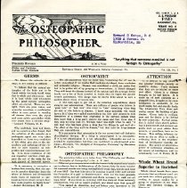 The Osteopathic Philosopher Vol. III  No. 5