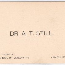 Dr. A. T. Still Business Card