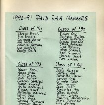 Page 3 of the Student Associates Auxiliary 1990 Scrapbook