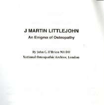 John Martin Littlejohn: An Enigma of Osteopathy