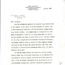 Class of 1911 Reunion Correspondence