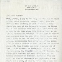 Letter to the AOA from Carl L. Fagan