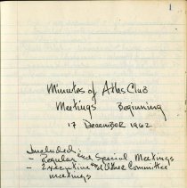 Minutes of Atlas Club Meetings