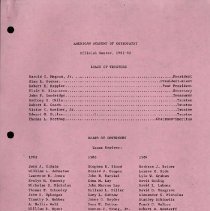 American Academy of Osteopathy Official Roster 1981-1982