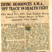 Ewing Denounces A.M.A., 'Off Track' In Health Fight