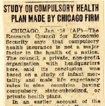 Study On Compulsory Health Plan Made By Chicago Firm