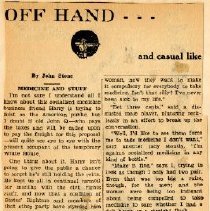 Off Hand - - - and casual like: Medicine and Stuff