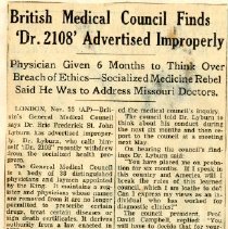 British Medical Council Finds 'Dr. 2108' Advertised Improperly
