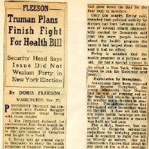 Truman Plans Finish Fight For Health Bill