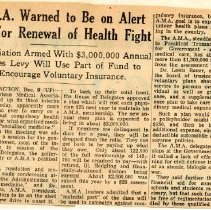 A.M.A. Warned to Be on Alert For Renewal of Health Fight