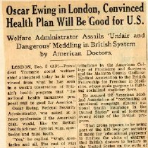 Oscar Ewing in London, Convinced Health Plan Will Be Good for U.S.