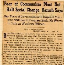 Fear of Communism Must Not Halt Social Change, Baruch Says