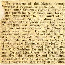 Clipping Regarding the Mercer County Osteopathic Association Dinner Dance