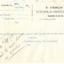 Letter: W.S. for A.T. Still to Amos Steckel