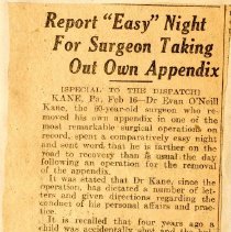 Report "Easy" Night For Surgeon Taking Out Own Appendix
