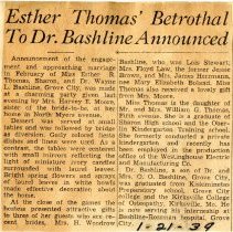 Esther Thomas' Betrothal to Dr. Bashline Announced